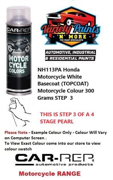 NH113PA Honda Motorcycle White Basecoat (TOPCOAT) Motorcycle Colour 300 Grams STEP  3