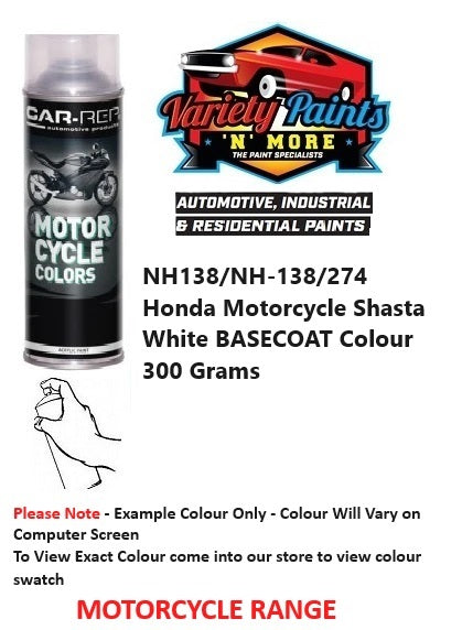 H138/NH-138/274 Honda Motorcycle Shasta White BASECOAT Colour 300 Grams 2IS 34A