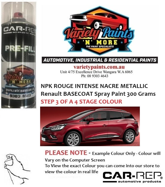 NPK ROUGE INTENSE NACRE METALLIC Renault BASECOAT Spray Paint 300 Grams STEP 3