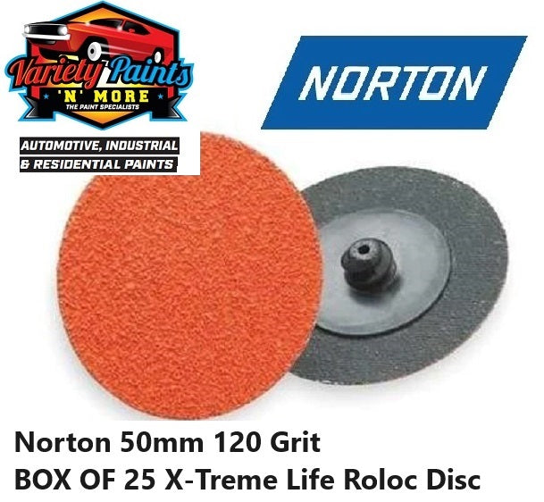 Norton 50mm x 120 Grit Orange Roloc Discs BOX OF 25  43386-25