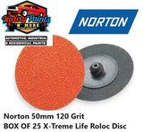 Norton 50mm 120 Grit BOX OF 25 X-Treme Life Roloc Disc 66261043386-25
