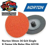 Norton 50mm x 36 Grit Orange Roloc Disc SINGLE 62318