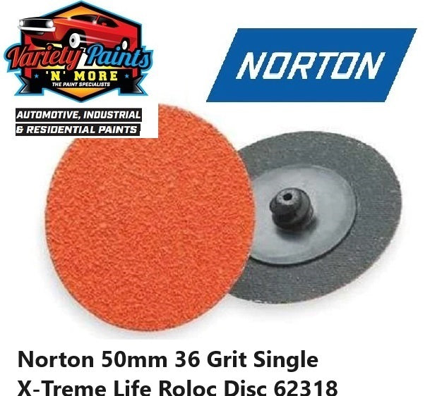 Norton 50mm X 36 GRIT Orange Roloc Disc SINGLE 62318