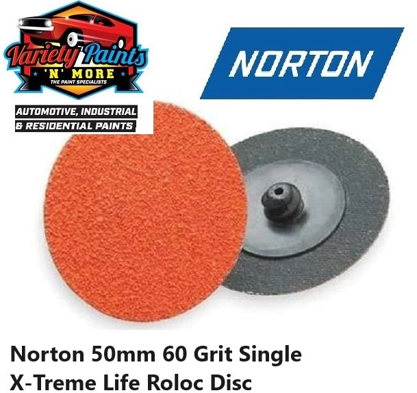 Norton 50mm x 60 Grit Orange Roloc Discs SINGLE 62322