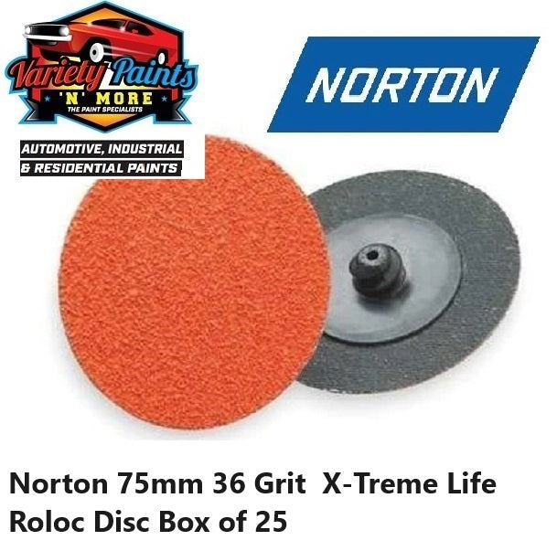 Norton 75mm x 36 Grit Orange Roloc Discs BOX OF 25 62328