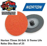 Norton 75mm x 36 Grit Orange Roloc Discs 36 Grit Box of 25 62328