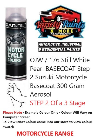 OJW / 176 Still White Pearl BASECOAT Step 2 Suzuki Motorcycle Basecoat 300 Gram Aerosol