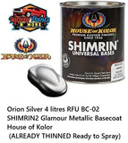 Orion Silver 4 litres RFU BC-02 SHIMRIN2 Glamour Metallic Basecoat House of Kolor (ALREADY THINNED Ready to Spray)