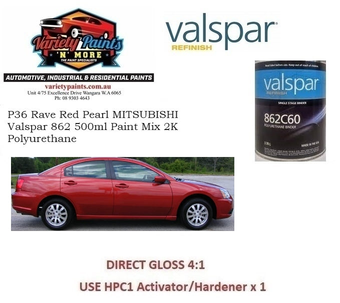 P36 Rave Red Pearl MITSUBISHI Valspar 862 500ml Paint Mix 2K Polyurethane 1IS B5