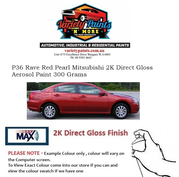 P36 Rave Red Pearl Mitsubishi 2K Direct Gloss Aerosol Paint 300 Grams 5IS B5