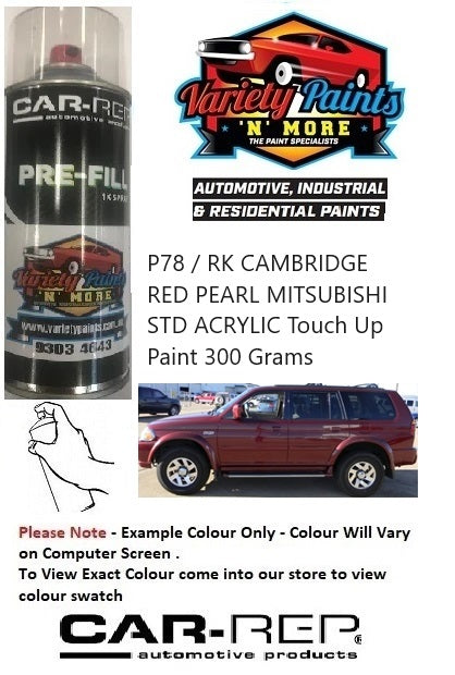 P78 / RK CAMBRIDGE RED PEARL MITSUBISHI STD Basecoat Touch Up Paint 300 Grams 6IS BU7