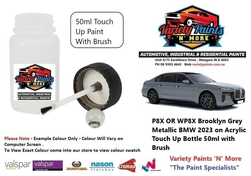 P8X OR WP8X Brooklyn Grey Metallic BMW 2023 on Acrylic Touch Up Bottle 50ml with Brush