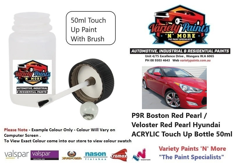 P9R Boston Red Pearl / Veloster Red Pearl Hyundai ACRYLIC Touch Up Bottle 50ml
