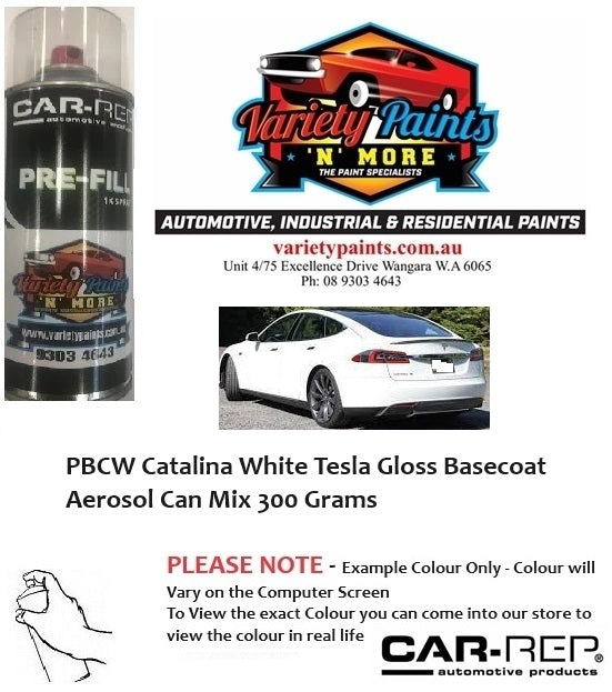 PBCW Catalina White Tesla Gloss Basecoat Aerosol Can Mix 300 Grams
