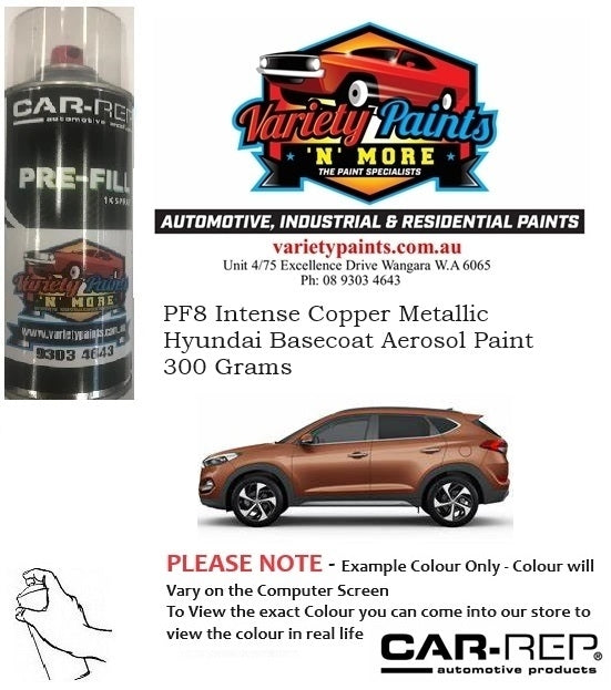 PF8 Intense Copper Metallic Hyundai Basecoat Aerosol Paint 300 Grams