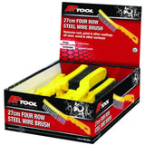 PKTool Wire Brush  4 Row Plastic Yellow Handle BOX OF 12 UNITS