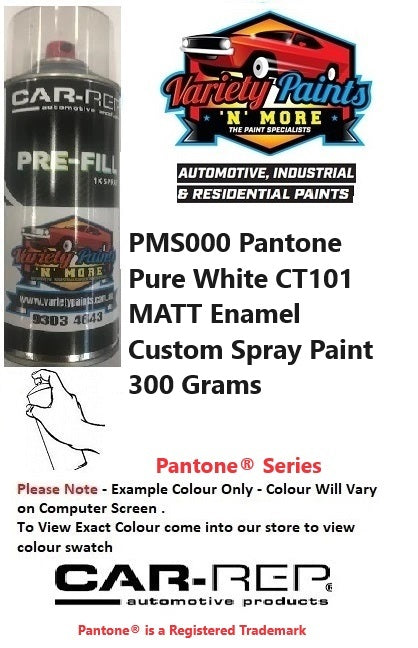 PMS000 PANTONE® Pure White CT101 MATT Enamel Custom Spray Paint 300 Grams