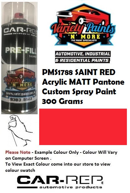 PMS1788 SAINT RED Acrylic MATT Pantone Custom Spray Paint 300 Grams