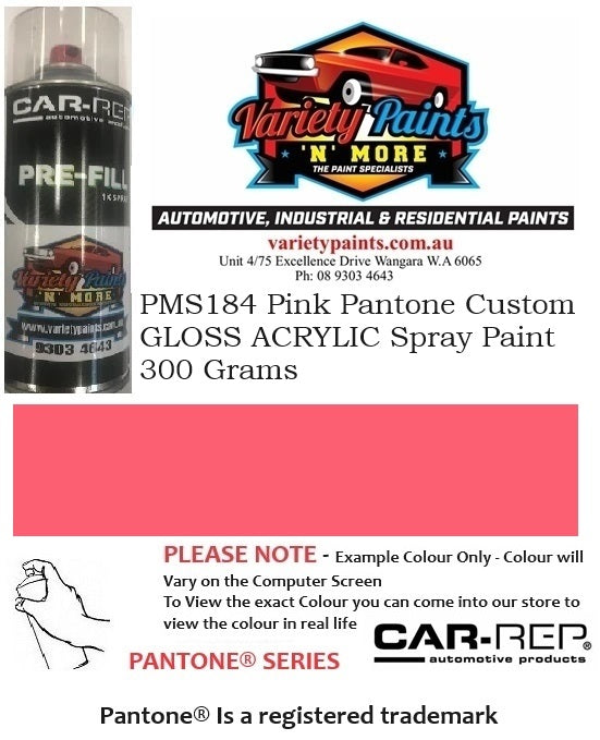 PMS184 Pink Pantone® Custom GLOSS ACRYLIC Spray Paint 300 Grams