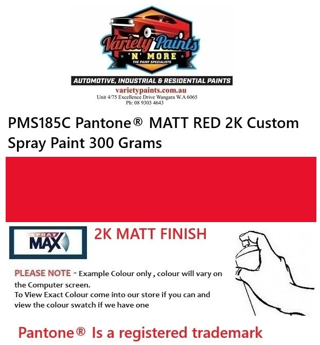PMS185C Pantone® MATT RED 2K Custom Spray Paint 300 Grams