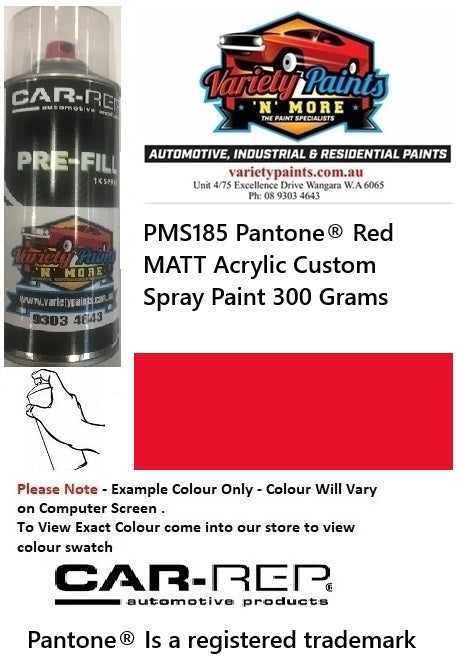 PMS185C Pantone® Red MATT Acrylic Custom Spray Paint 300 Grams