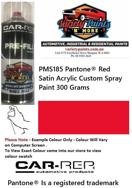 PMS185C Pantone® Red Satin Acrylic Custom Spray Paint 300 Grams