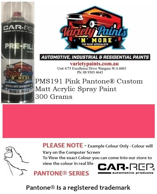 PMS191 Pink Pantone® Custom MATT ACRYLIC Spray Paint 300 Grams