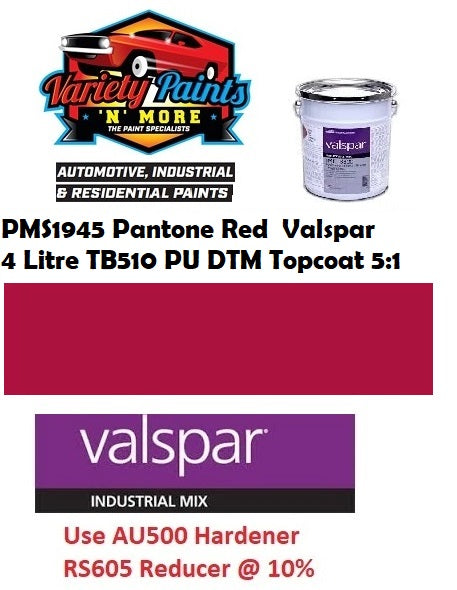 PMS1945 Pantone® Red 2K Direct Gloss 4 Litre PU DTM Topcoat 5:1