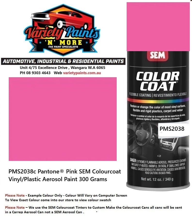 PMS2038c Pantone® Pink SEM Colourcoat Vinyl/Plastic Aerosol Paint 300 Grams