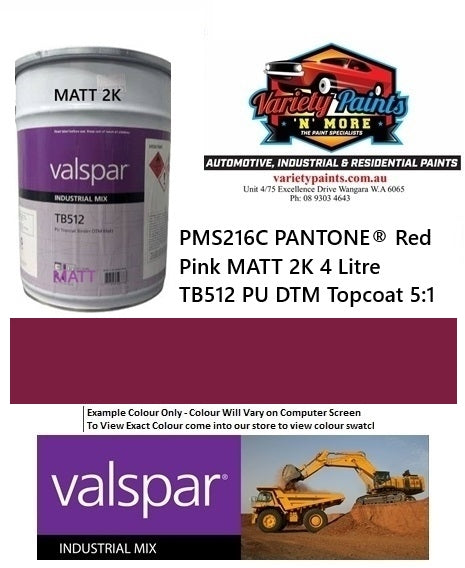 PMS216C PANTONE® Red Pink MATT 2K 4 Litre TB512 PU DTM Topcoat 5:1