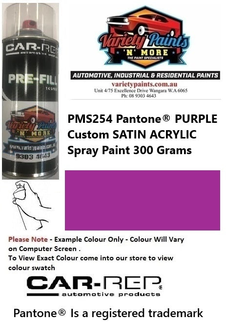 PMS254 Pantone® PURPLE Custom SATIN Acrylic Spray Paint 300 Grams