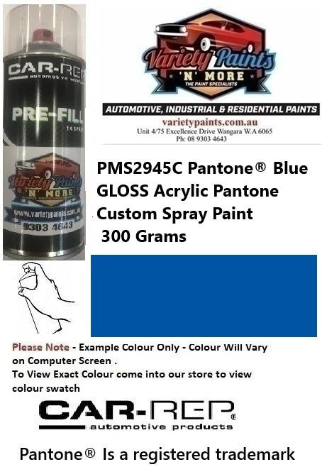 PMS2945C Pantone® Blue GLOSS Acrylic Pantone Custom Spray Paint 300 Grams