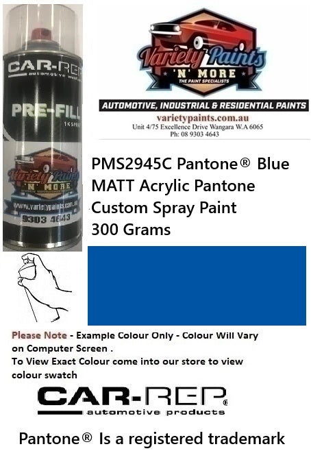 PMS2945C Pantone® Blue MATT Acrylic Pantone Custom Spray Paint 300 Grams