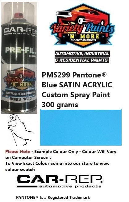 PMS299 Pantone® Blue SATIN ACRYLIC Custom Spray Paint 300 grams