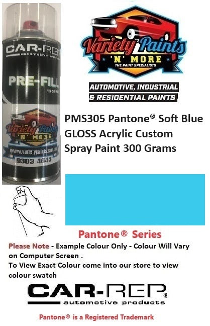 PMS305 Pantone® Soft Blue GLOSS Acrylic Custom Spray Paint 300 Grams