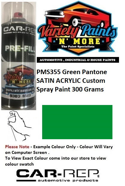 PMS355 Green Pantone SATIN Acrylic Custom Spray Paint 300 Grams