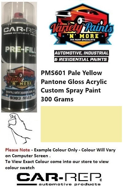 PMS601 Pale Yellow Pantone GLOSS Acrylic Custom Spray Paint 300 Grams