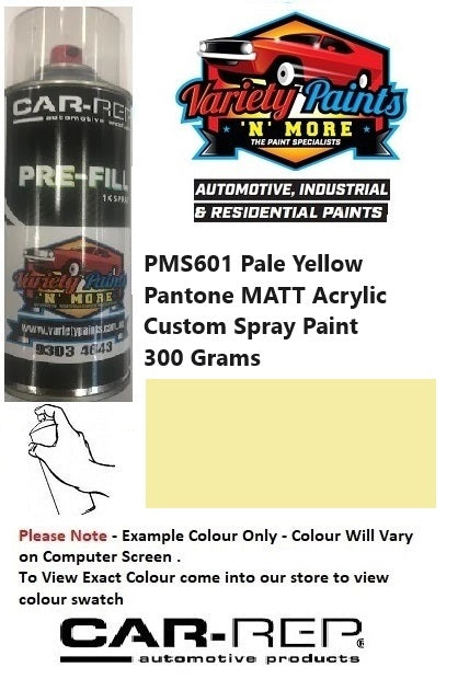 PMS601 Pale Yellow Pantone MATT Acrylic Custom Spray Paint 300 Grams