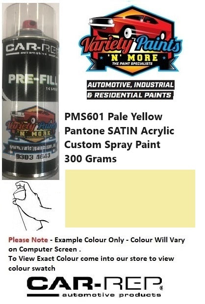 PMS601 Pale Yellow Pantone SATIN Acrylic Custom Spray Paint 300 Grams