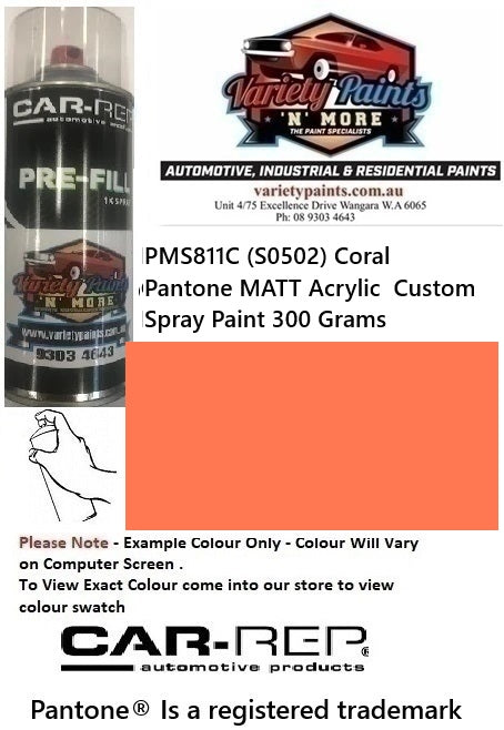 PMS811C (S0502) Coral  Pantone MATT Acrylic  Custom Spray Paint 300 Grams