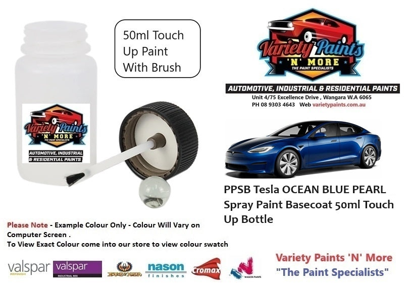PPSB Tesla OCEAN BLUE PEARL Spray Paint Basecoat 50ml Touch Up Bottle