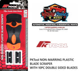 PKTool NON-MARRING PLASTIC BLADE SCRAPER WITH 10PC DOUBLE SIDED BLADES
