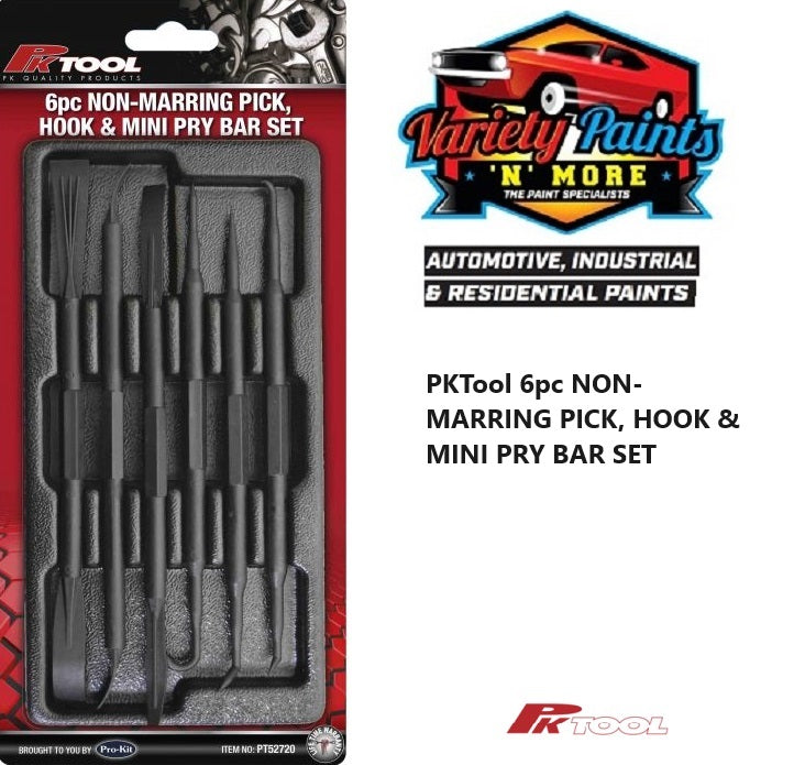 PKTool 6pc NON-MARRING PICK, HOOK & MINI PRY BAR SET