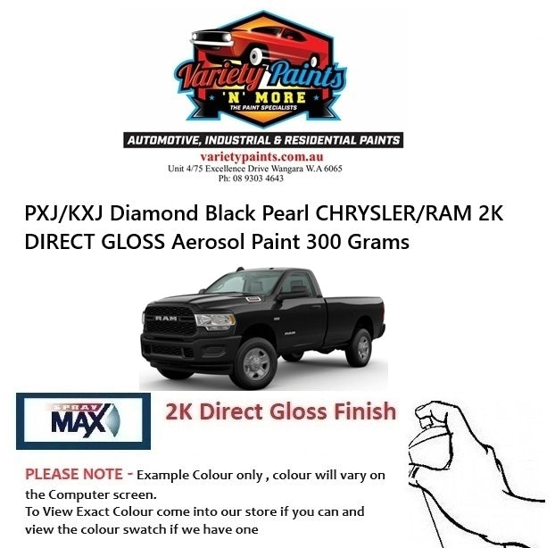PXJ/KXJ Diamond Black Pearl CHRYSLER/RAM 2K DIRECT GLOSS Aerosol Paint 300 Grams