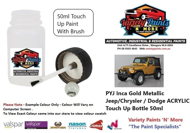 PYJ Inca Gold Metallic Jeep/Chrysler / Dodge ACRYLIC Touch Up Bottle 50ml