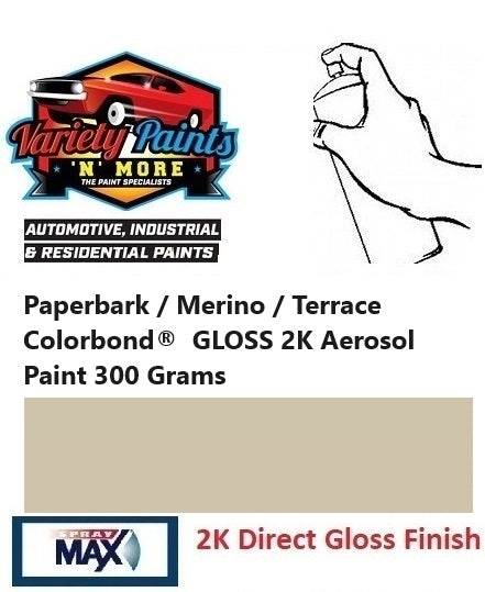 000140 Paperbark / Merino / Terrace Colorbond® GLOSS 2K Aerosol Paint 300 Grams
