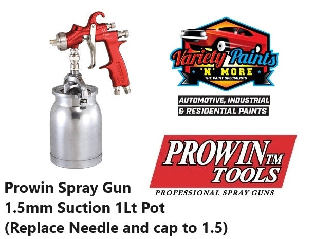 Prowin Spray Gun 1.5mm Suction 1Lt Pot (Replace Needle and cap to 1.5)