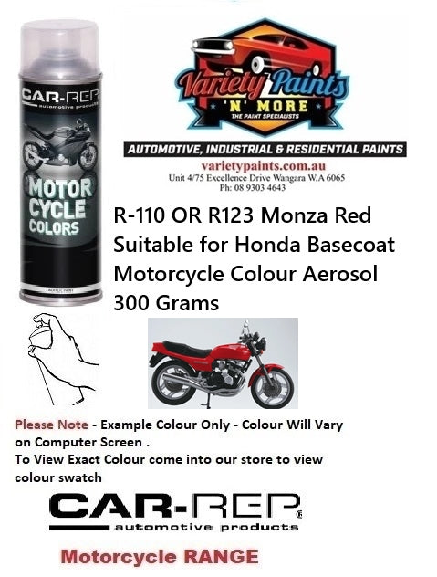 R-110 OR R123 Monza Red Suitable for Honda Basecoat Motorcycle Colour Aerosol 300 Grams