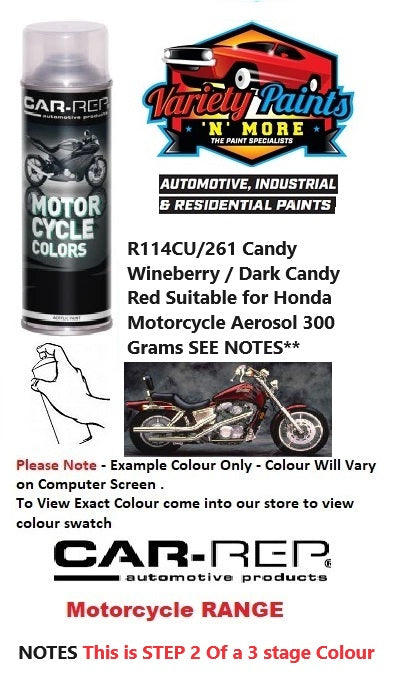 261/R114CU Candy Wineberry / Dark Candy Red Suitable for Honda Motorcycle Aerosol 300 Grams