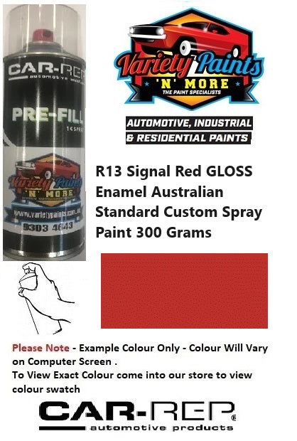 R13 Signal Red SATIN Enamel Australian Standard Custom Spray Paint 300 Grams